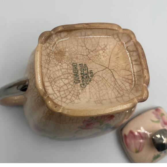 Vintage Quadro Crooksville Sugar Bowl Creamer Gravy Boat Dishes Serveware Pink - Picture 12 of 12